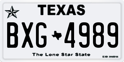 TX license plate BXG4989