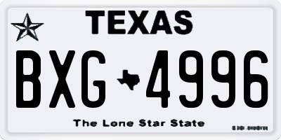 TX license plate BXG4996