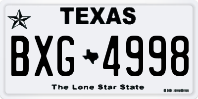 TX license plate BXG4998