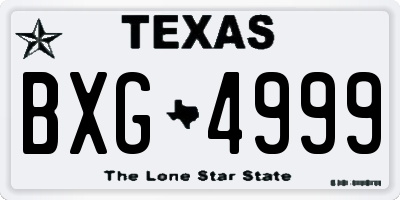 TX license plate BXG4999