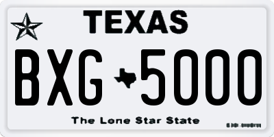 TX license plate BXG5000