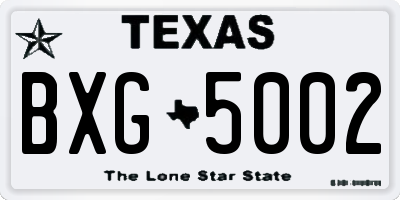 TX license plate BXG5002