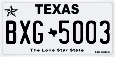 TX license plate BXG5003