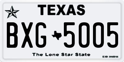 TX license plate BXG5005