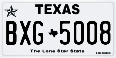 TX license plate BXG5008