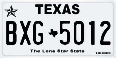 TX license plate BXG5012