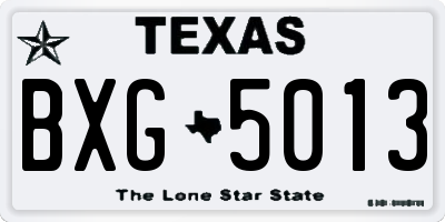 TX license plate BXG5013