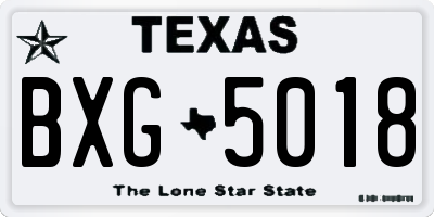TX license plate BXG5018