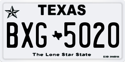 TX license plate BXG5020
