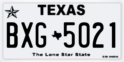 TX license plate BXG5021
