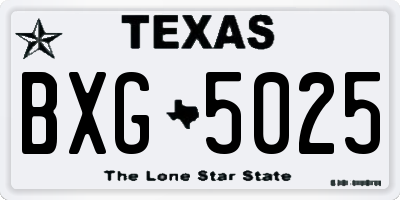 TX license plate BXG5025