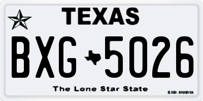 TX license plate BXG5026