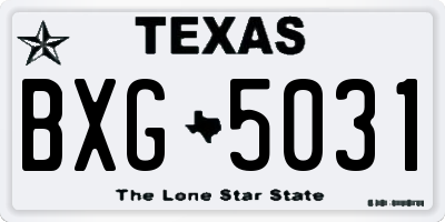 TX license plate BXG5031