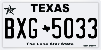 TX license plate BXG5033