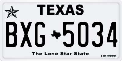 TX license plate BXG5034