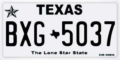 TX license plate BXG5037