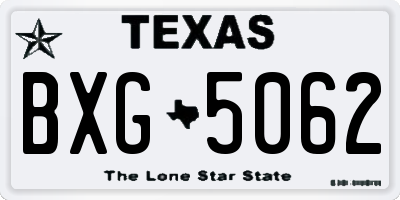 TX license plate BXG5062