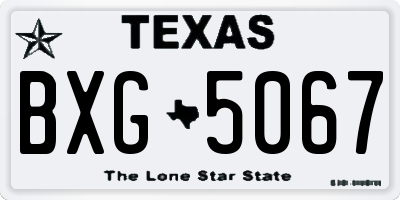 TX license plate BXG5067