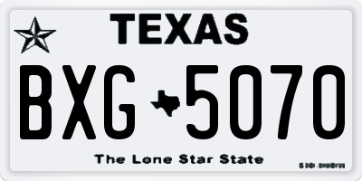 TX license plate BXG5070