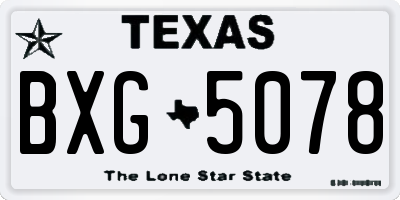 TX license plate BXG5078
