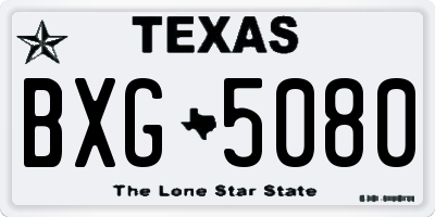 TX license plate BXG5080