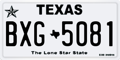 TX license plate BXG5081