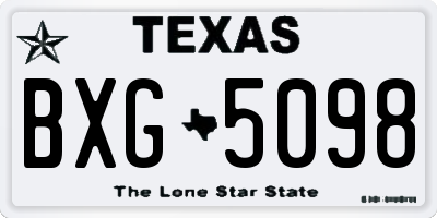 TX license plate BXG5098