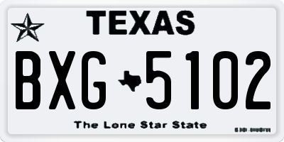TX license plate BXG5102