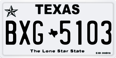 TX license plate BXG5103