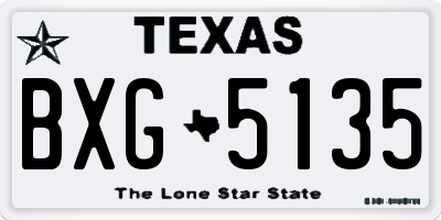 TX license plate BXG5135