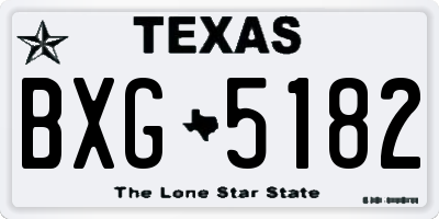 TX license plate BXG5182