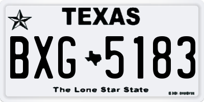TX license plate BXG5183