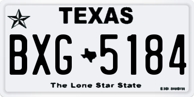 TX license plate BXG5184