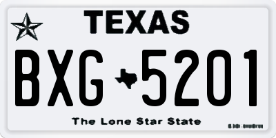 TX license plate BXG5201