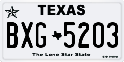 TX license plate BXG5203
