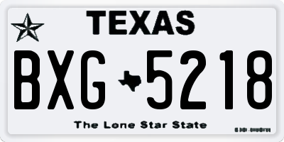 TX license plate BXG5218
