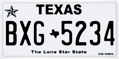 TX license plate BXG5234