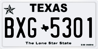 TX license plate BXG5301