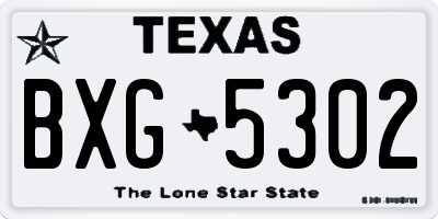 TX license plate BXG5302
