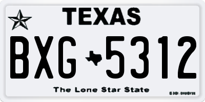 TX license plate BXG5312