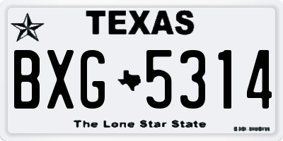 TX license plate BXG5314