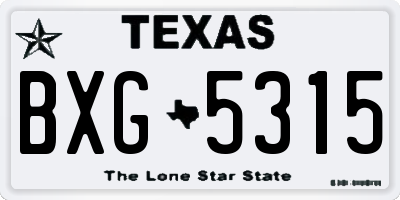 TX license plate BXG5315