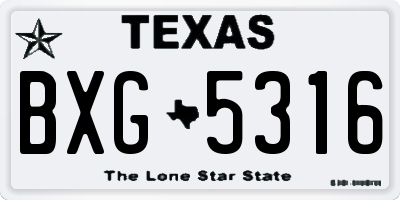 TX license plate BXG5316