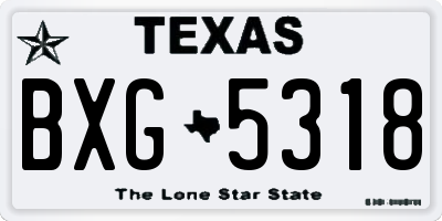 TX license plate BXG5318