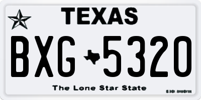 TX license plate BXG5320