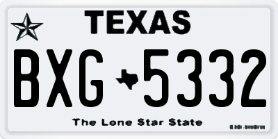TX license plate BXG5332