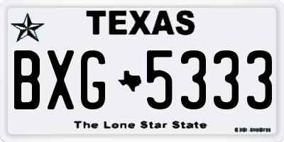 TX license plate BXG5333