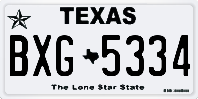 TX license plate BXG5334