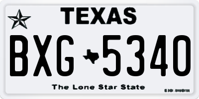 TX license plate BXG5340