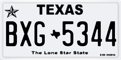 TX license plate BXG5344